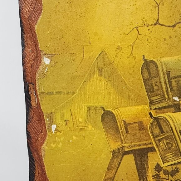 Vintage Decoupage Country Rustic Mailbox & Barn Wood Wall‎ Plaque Art Set Of 2 - Picture 5 of 12